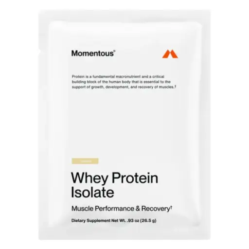 [209673-BB] Momentous Grass-Fed Whey Protein Isolate Powder Travel Pack Vanilla 9.2oz