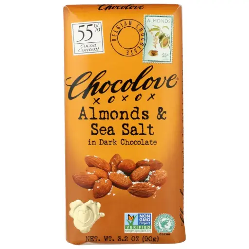 [209776-BB] Chocolove 55% Dark Chocolate Almonds & Sea Salt Bar 3.2oz