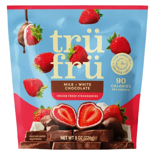 [209780-BB] Tru Fru Frozen Strawberries In White and Milk Chocolate 8oz