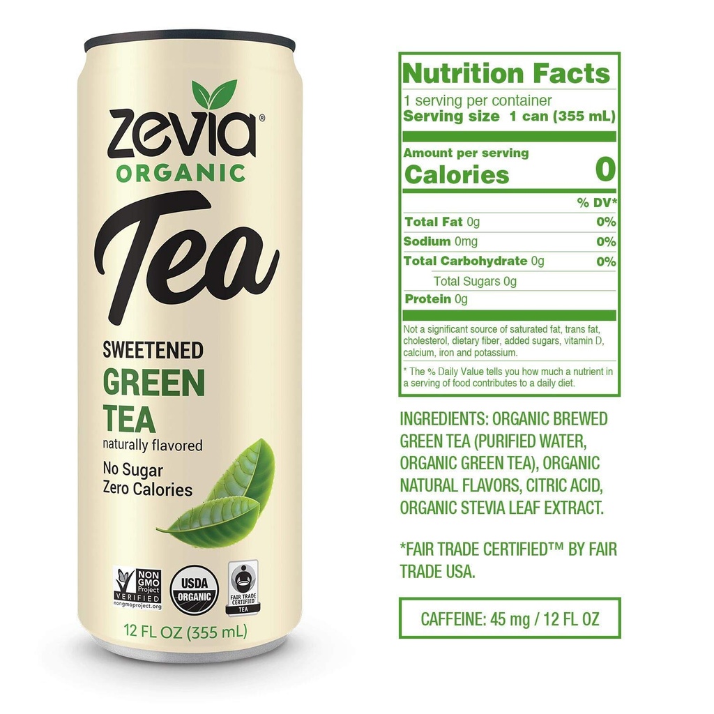 Zevia Organic Green Tea 12oz