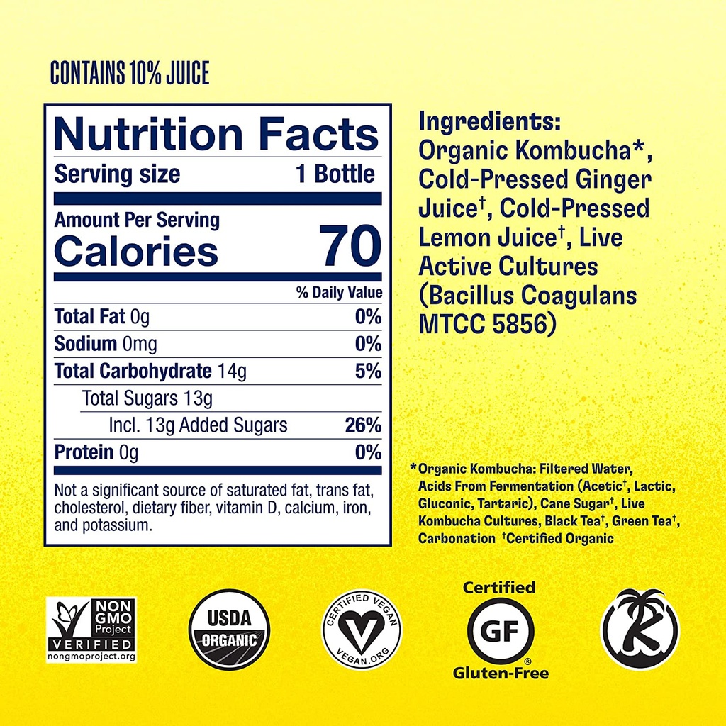 Health-ade Kombucha Ginger Lemon 16oz
