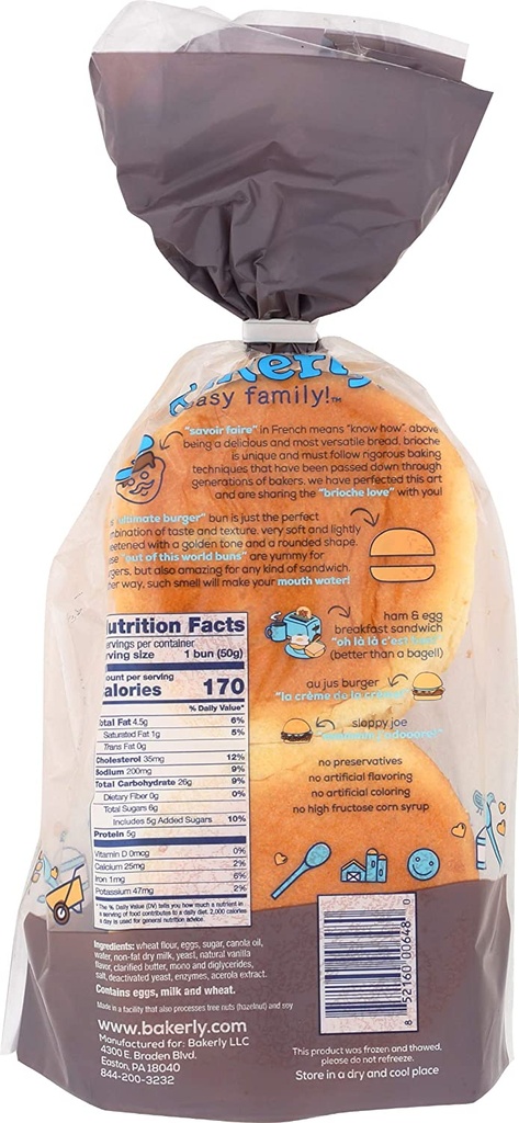 Bakerly Brioche Burger Buns 4CT