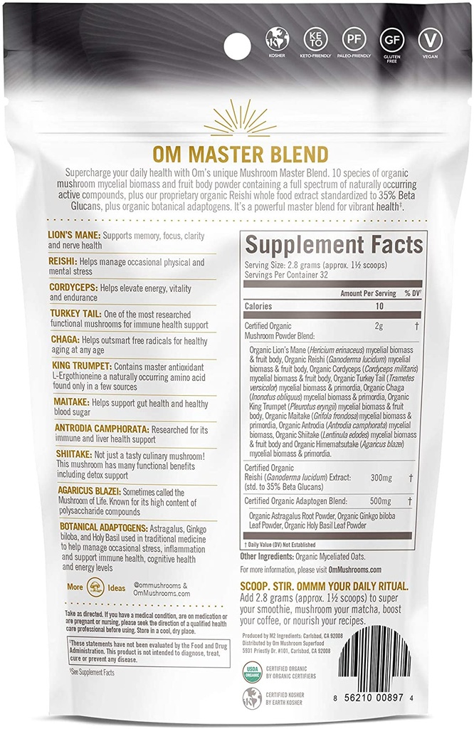 Master Blend Organic Mushroom Powder 3.17oz