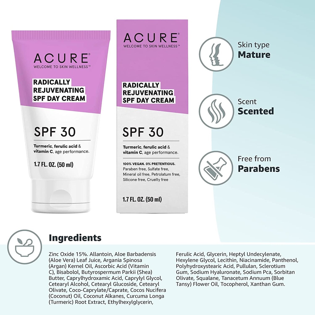 Acure Radically Rejuvenating SPF 30 Day Cream 1.7oz