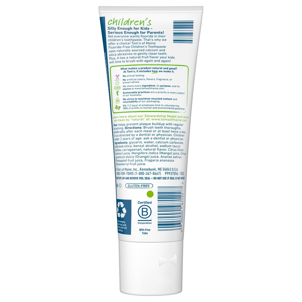 Tom's of Maine Silly Strawberry Fluoride Free Kids Toothpaste