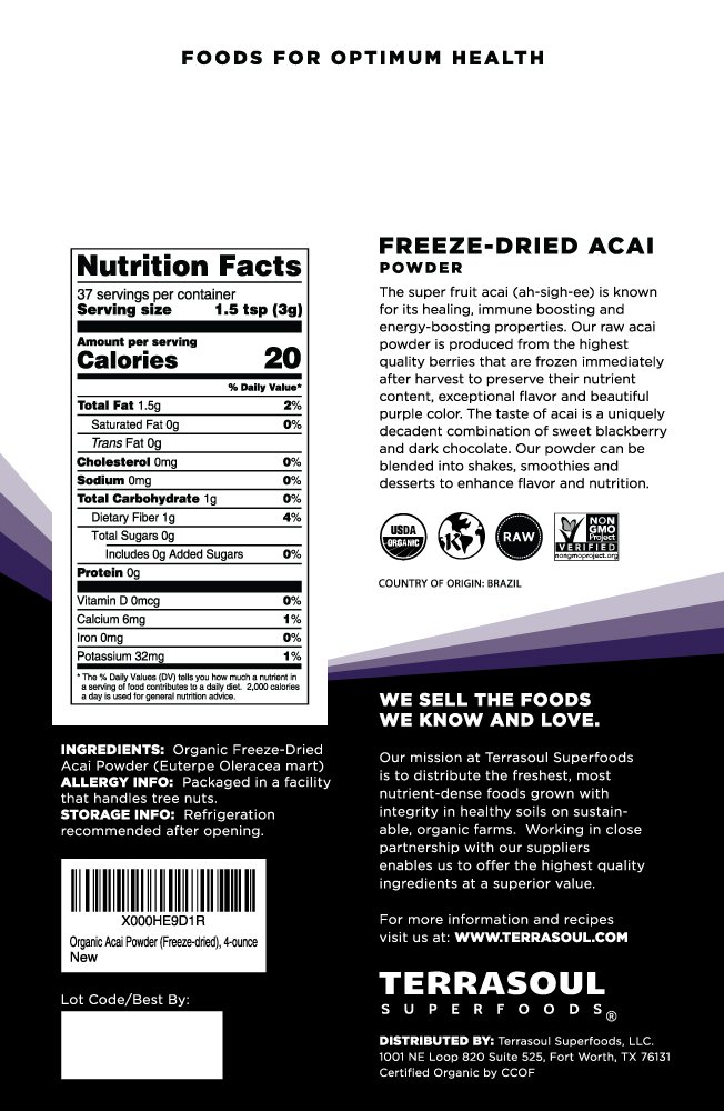 Terrasoul Superfoods Acai Berry Powder 4oz