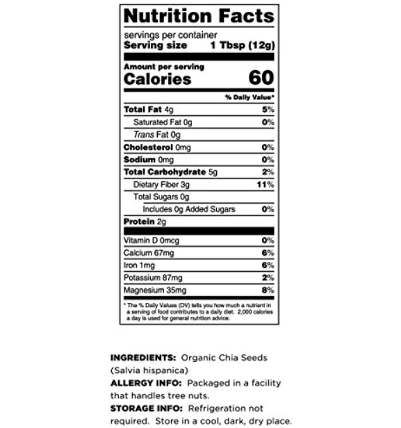 Terrasoul Superfoods Chia Seeds Black 8oz