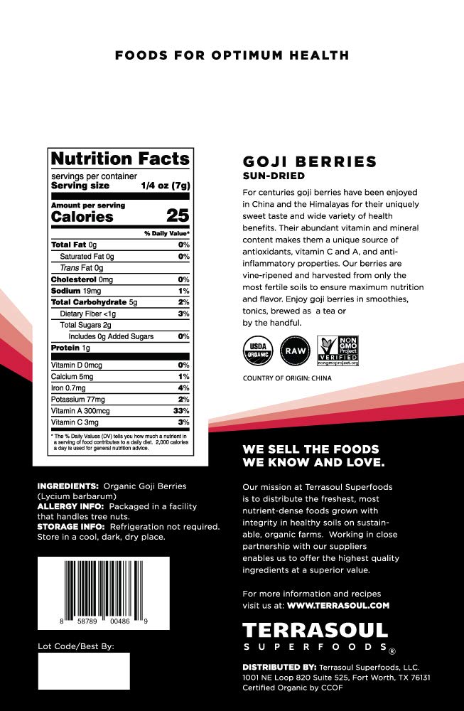 Terrasoul Superfoods Goji Berries 5oz