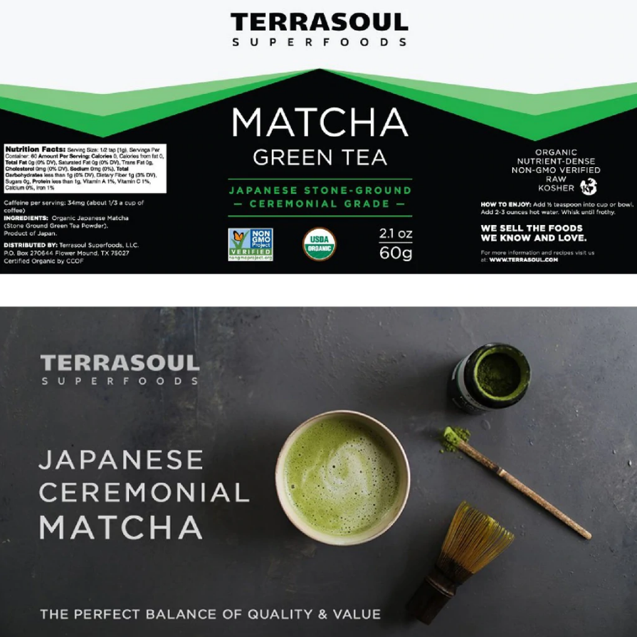 Terrasoul Superfoods Matcha Powder (Ceremonial) 2.1oz Jar