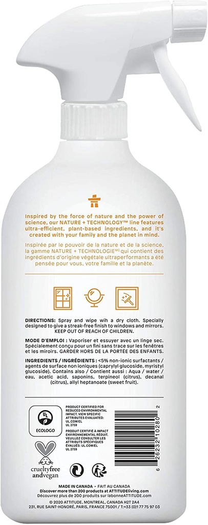 Attitude Window and Mirror Cleaner Citrus Zest 27oz