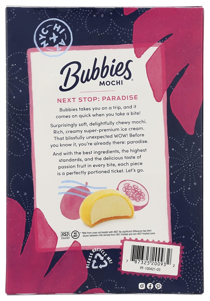 Bubbies Hawaii Passion Fruit Mochi 7.5oz