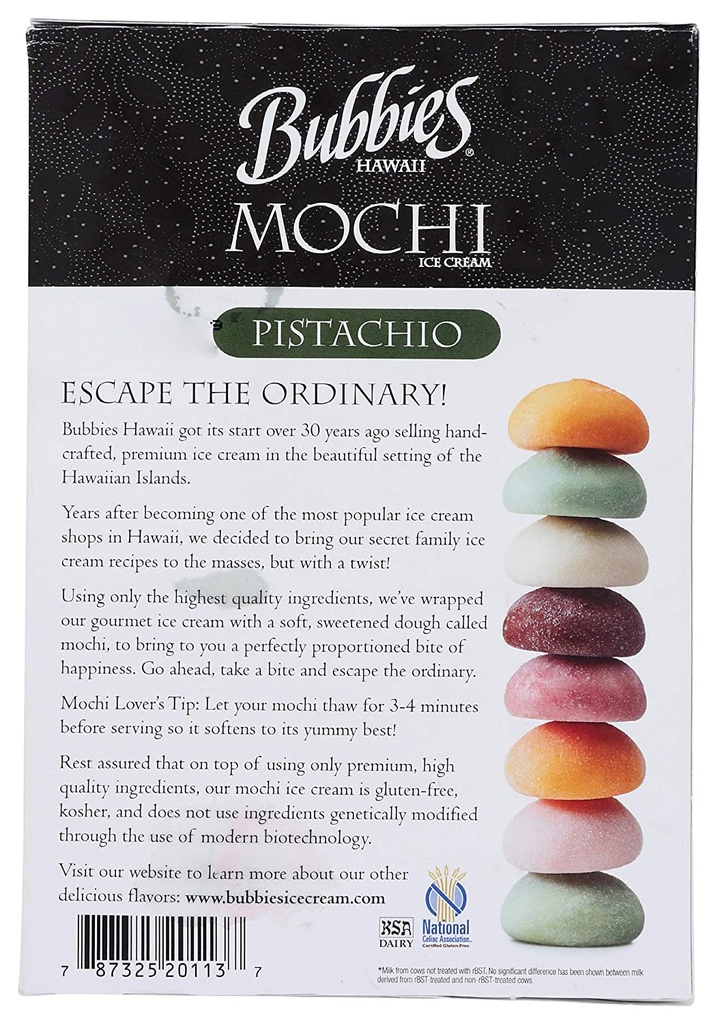 Bubbies Hawaii Pistachio Mochi 7.5oz