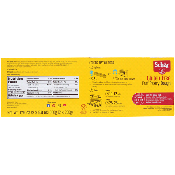 Schar Puff Pastry Dough 17.6oz