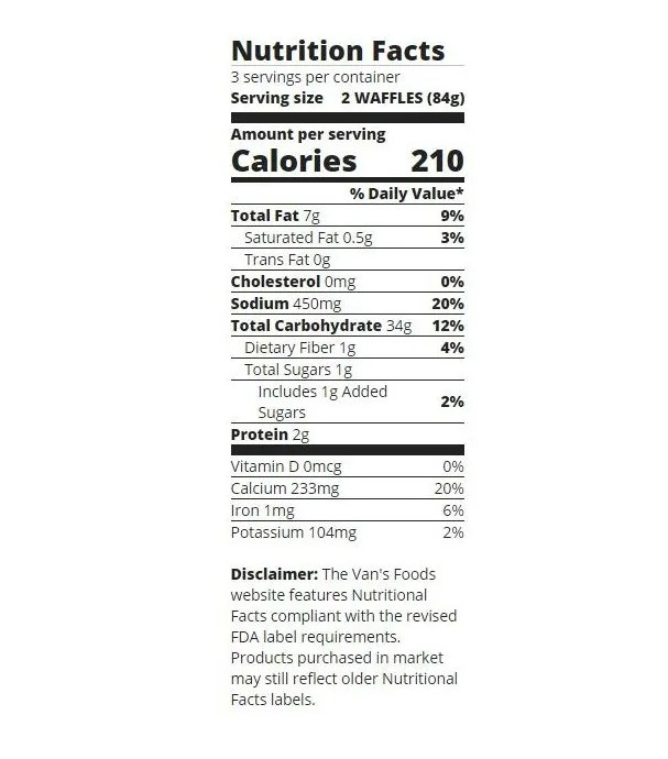 Van's Totally Natural Gluten Free Waffles 9oz