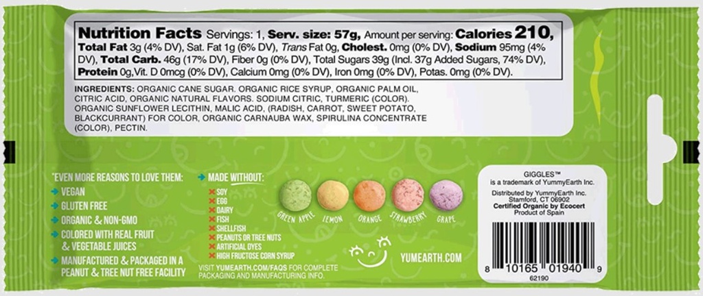 Yumearth Organic Candy Giggles Sours Grab & Go 2oz