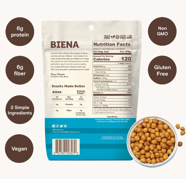 Biena Sea Salt Dried Chickpea Snack 5oz