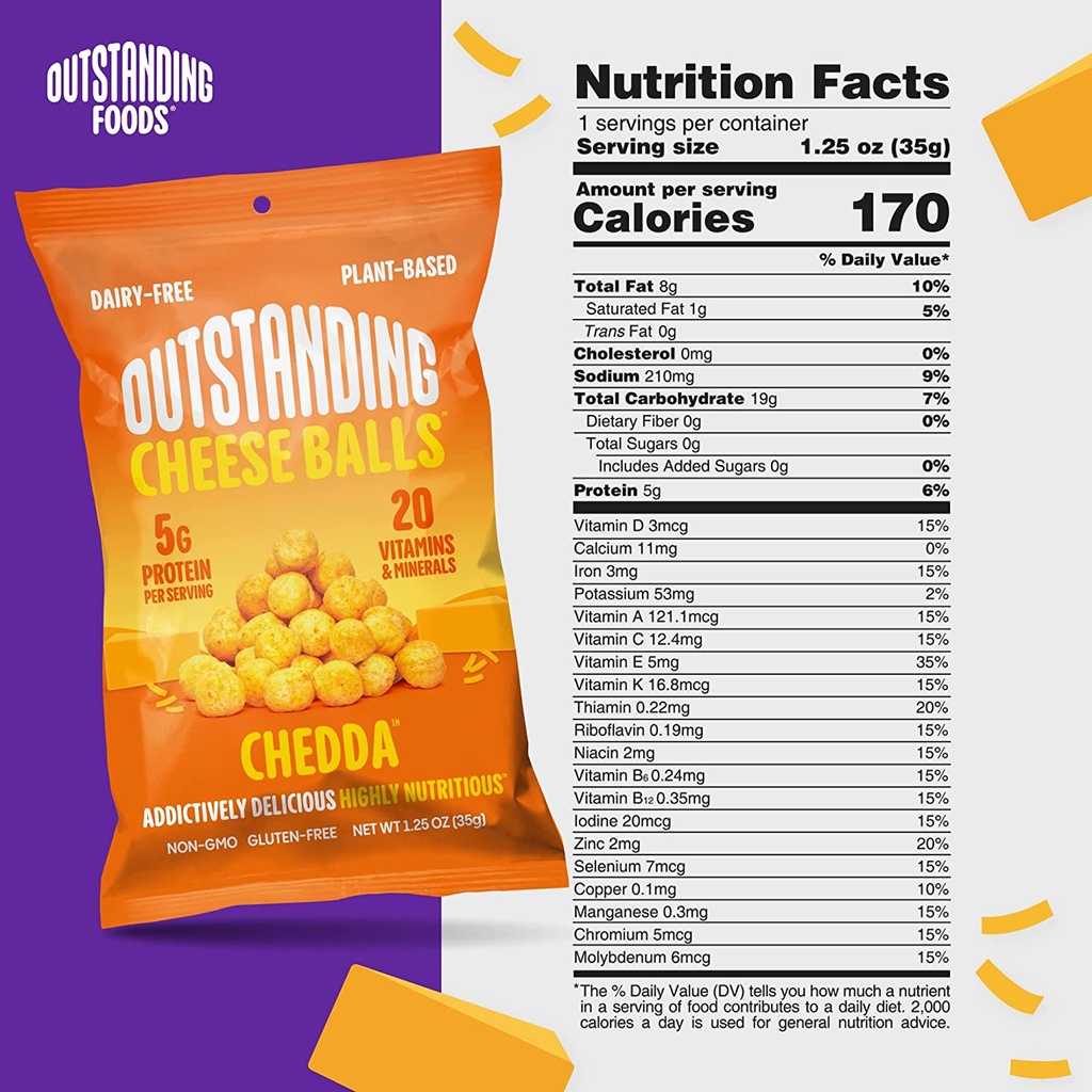 Outstanding Foods Vegan  Cheddar Cheese Balls 3oz
