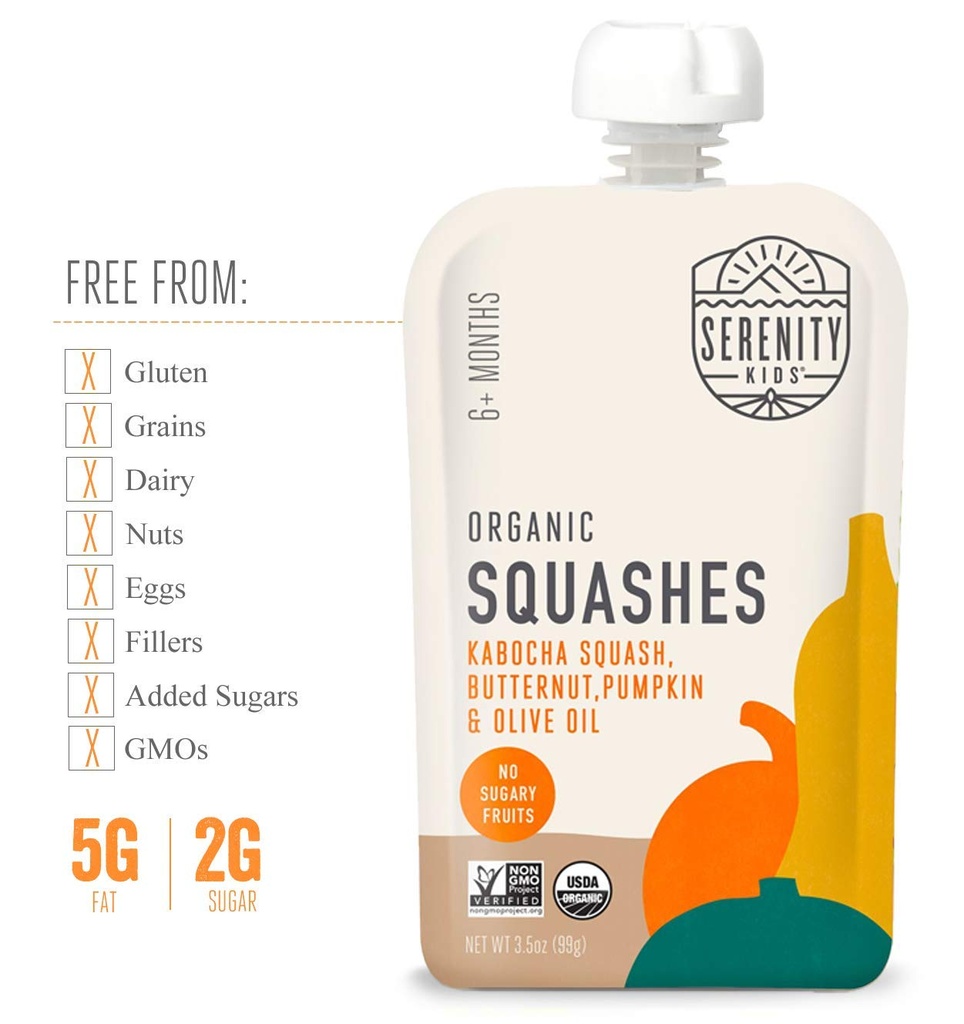 Serenity Kids Organic Squash Baby Food Pouch 3.5oz