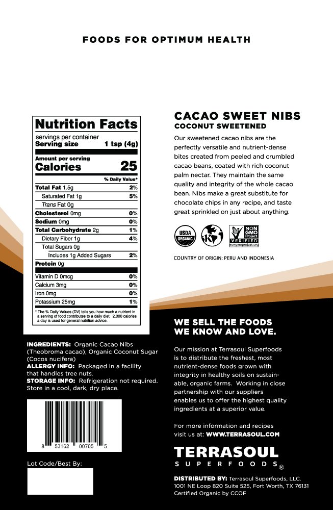 Terrasoul Cacao Nibs Sweet 16oz