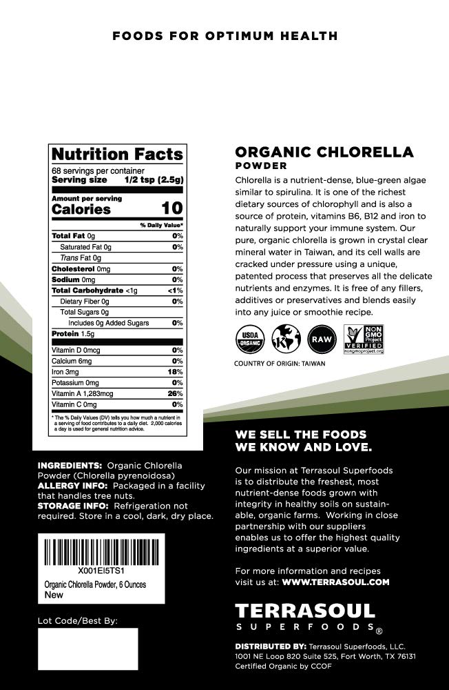 Terrasoul Superfoods Chlorella Powder 6oz