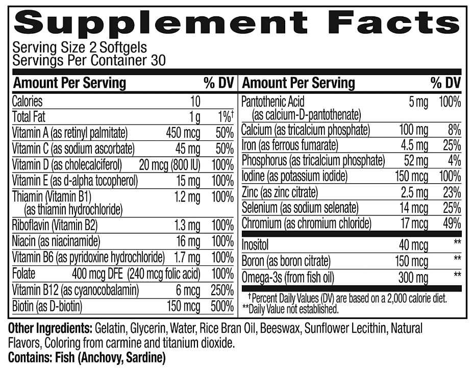 Olly Women's Multi + Omega-3 Ultra Softgels 60CT
