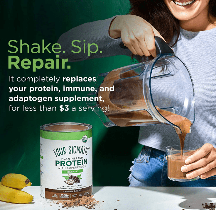 Four Sigmatic Plant Based Superfood Protein Powder Cacao 21.6oz
