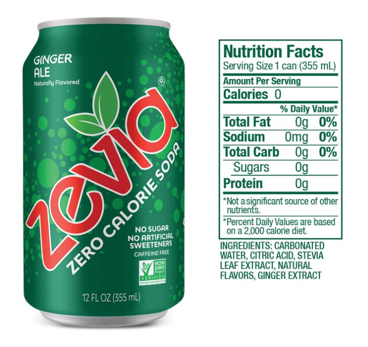 Zevia Zero Calorie Ginger Ale 12oz