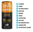 Zevia Zero Calorie Energy Drink Mango Ginger 12oz
