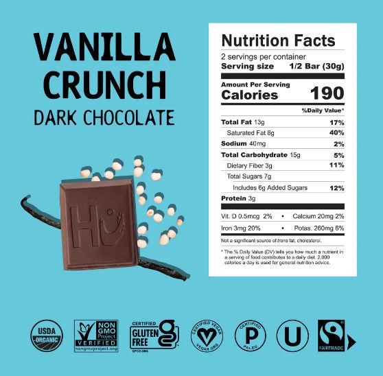 Hu Vanilla Crunch Dark Chocolate Bar 2.1oz
