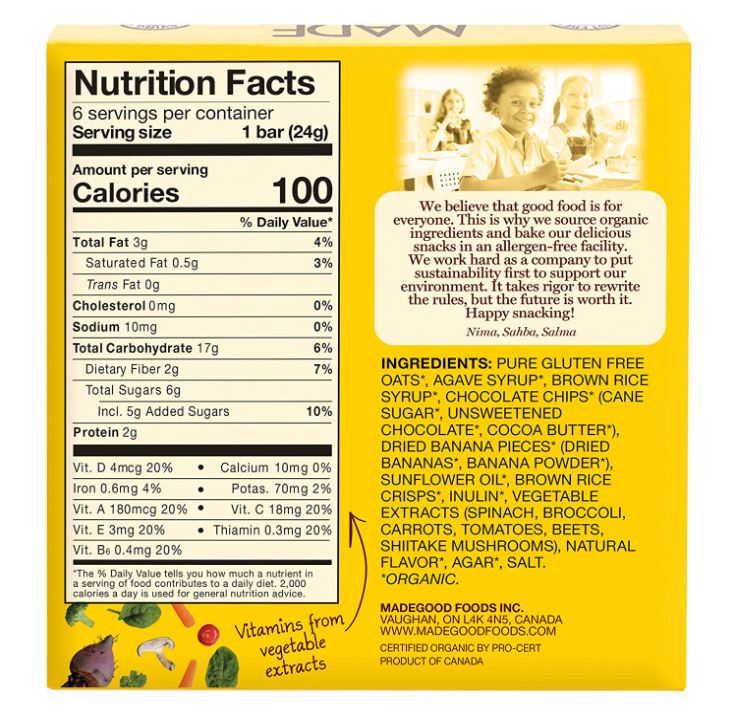 Made Good Organic Granola Bar Choco Banana 6-Pack