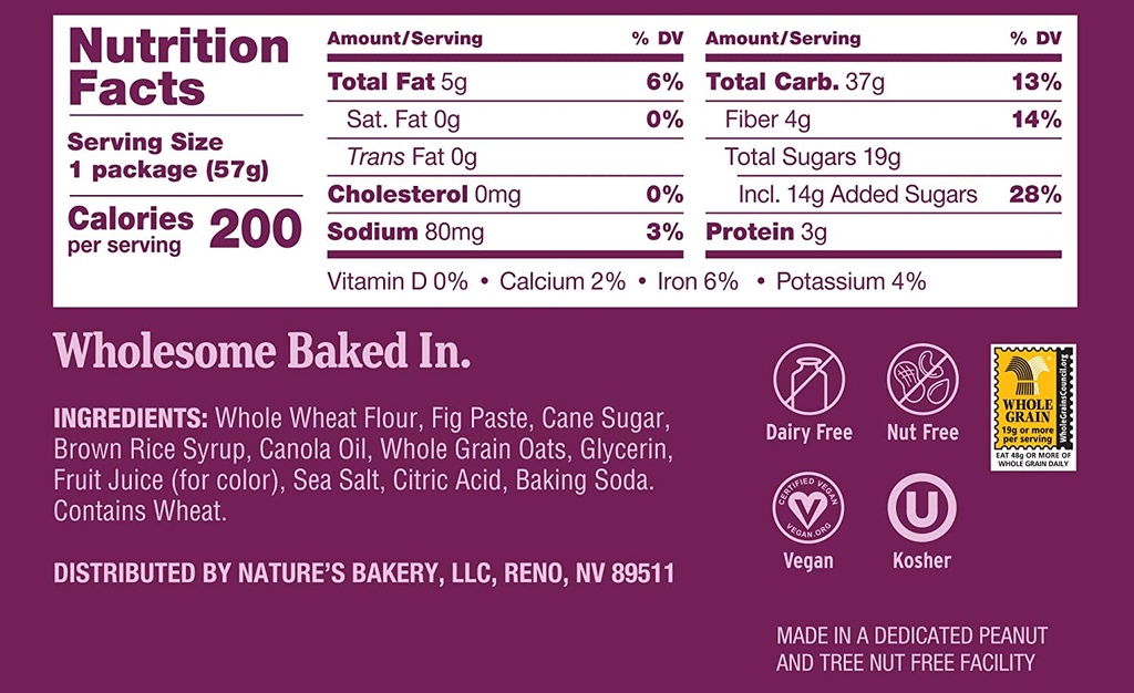 Nature's Bakery Fig Bar Original 2oz