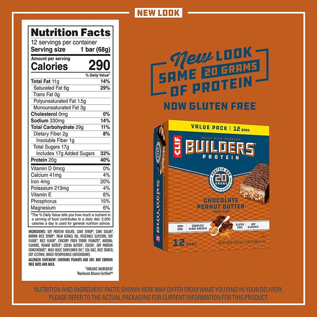 Clif Builders Protein Bar Chocolate Peanut Butter 2.4oz