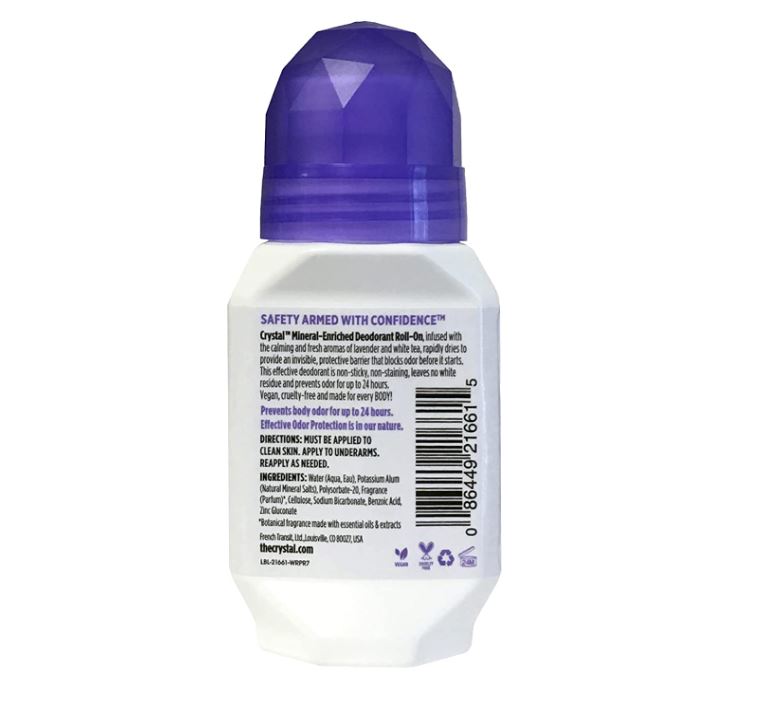 Crystal Mineral Enriched Roll-On Lavender & White Tea 2.25oz