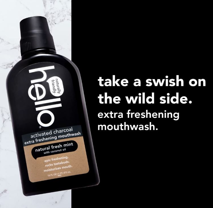 Hello Activated Charcoal Mouthwash Natural Fresh Mint 16oz