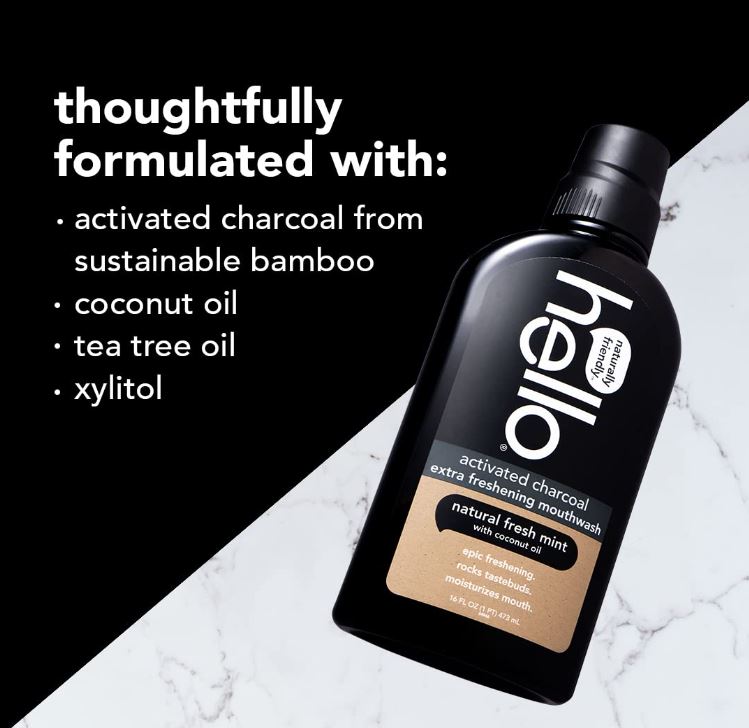 Hello Activated Charcoal Mouthwash Natural Fresh Mint 16oz