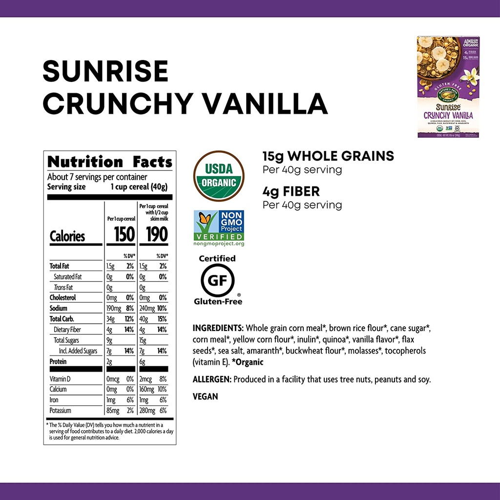 Nature's Path Crunchy Vanilla Cereal 10.6oz