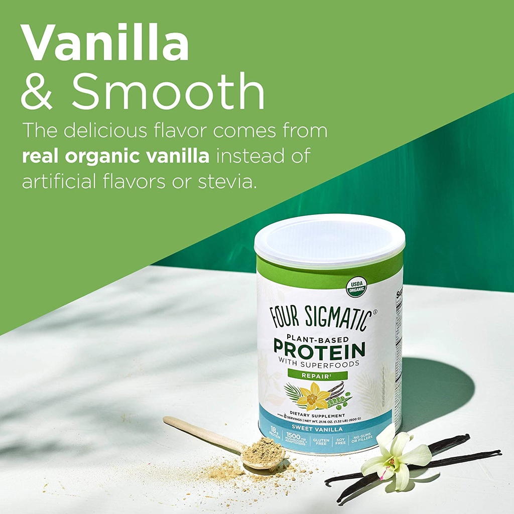 Four Sigmatic Plant Based Superfood Protein Powder Sweet Vanilla 21.6oz