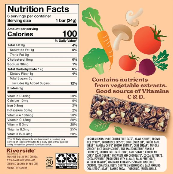 Made Good Organic Granola Bar Cookies & Cream 6 Pack