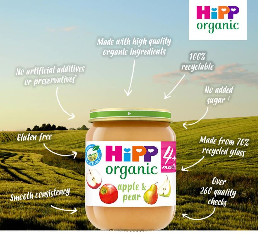 HiPP Organic Apple and Pear 100% Fruit Jar 4+ Months 125g