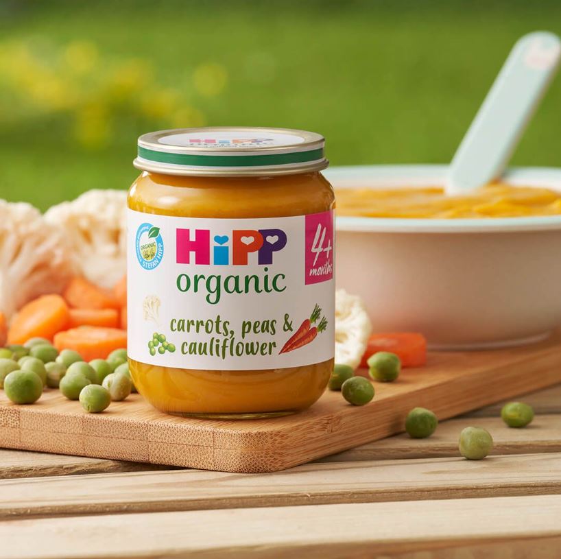 HiPP Organic Carrots, Peas & Cauliflower Baby Food Jar 4+ Months 125g