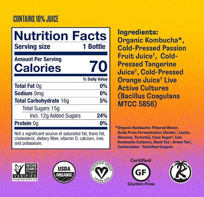Health-ade Kombucha Passion Fruit Tangerine 16oz