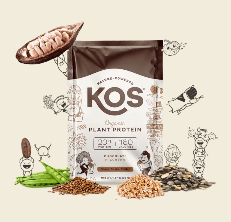 Kos Plant Based Chocolate Protein Powder Single Pack 1.37oz