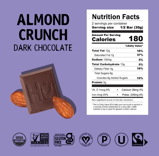 Hu Almond Crunch Dark Chocolate Bar 2.1oz