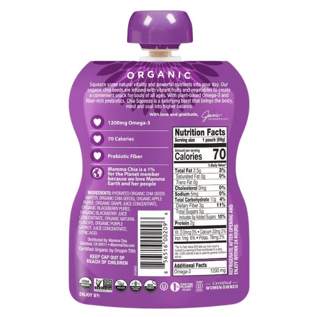 Mamma Chia Squeeze Blackberry Bliss 3.5oz
