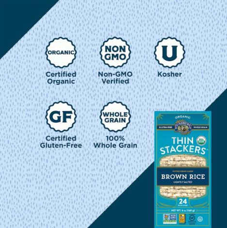 Lundberg Organic Brown Rice Thin Stackers Lightly Salted 6oz