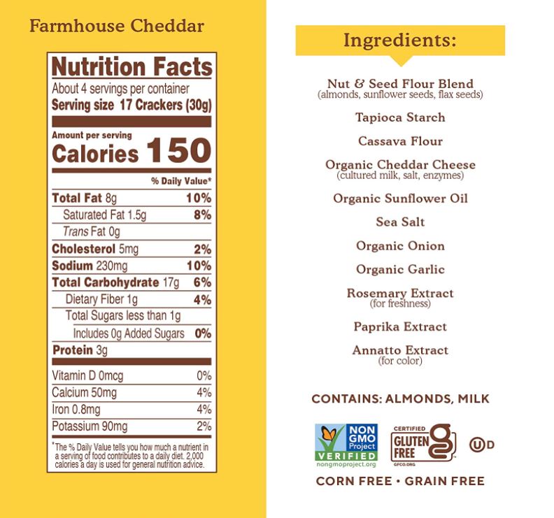 Simple Mills Almond Flour Crackers Farmhouse Cheddar 4.25oz