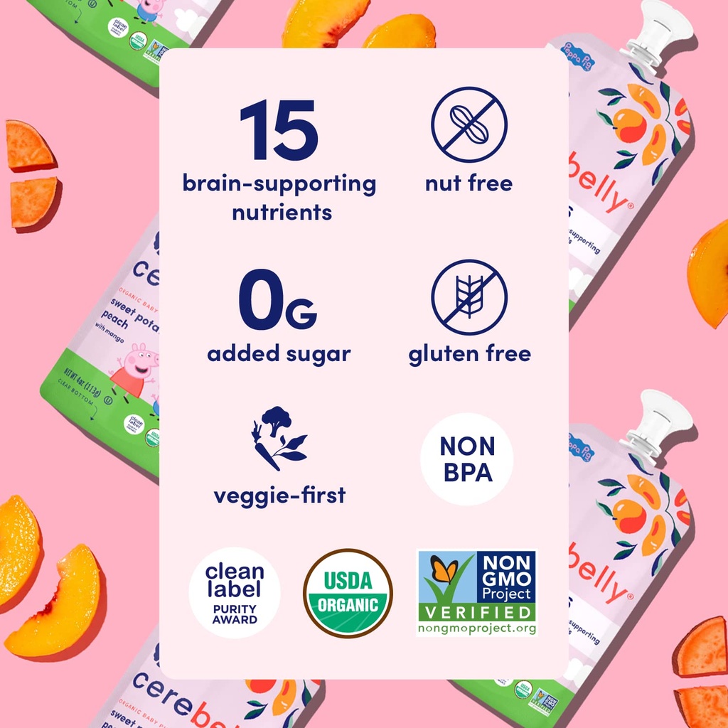Cerebelly Smart Food Sweet Potato Peach Smoothie 4oz