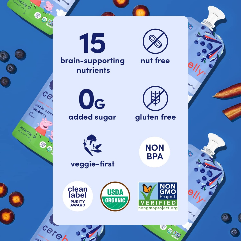 Cerebelly Smart Food Purple Carrot Blueberry Smoothie 4oz