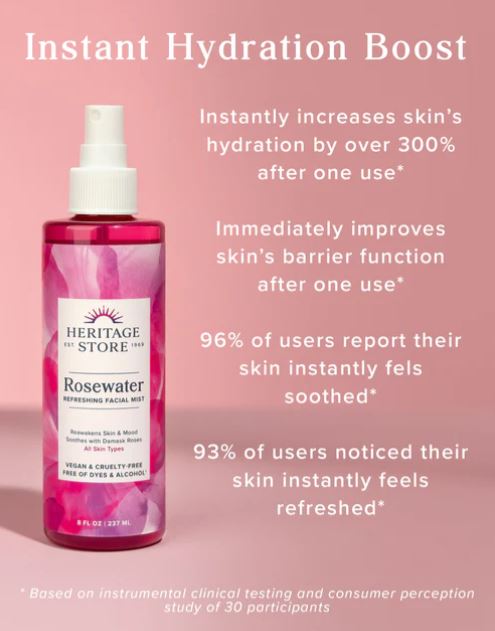 Heritage Face and Hair Rose Water Spray 8 fl oz