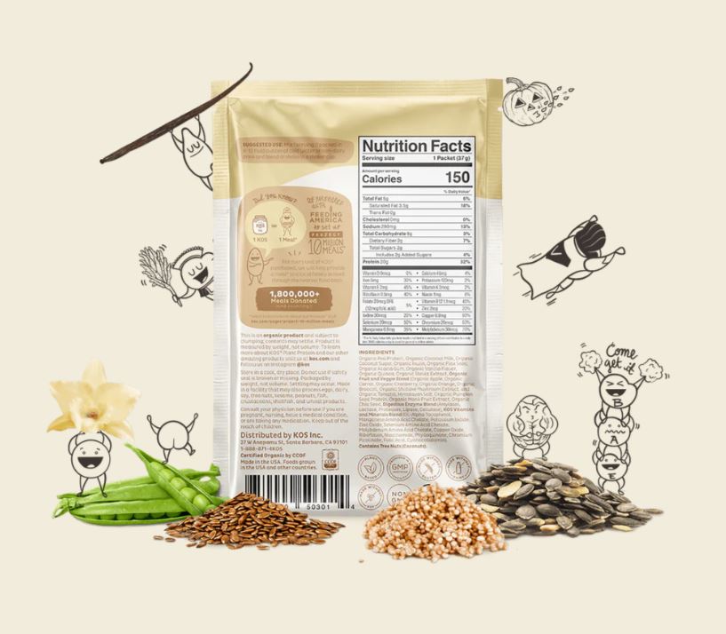 Kos Plant Based Vanilla Protein Powder Single Pack 1.37oz